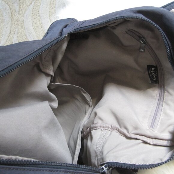 Kipling Cloth Backpack Purple Blue Grey Color Adjustable Straps Zip Up Closure - Picture 6 of 10